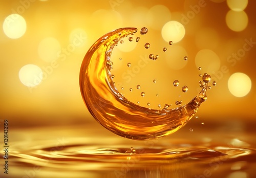 Wallpaper Mural Golden Liquid Forming Crescent Moon Shape Splash Torontodigital.ca