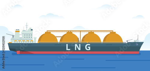 Gas Carrier Ship LNG Vector Illustration. Fully Editable Element. Easy to Edit and Customize