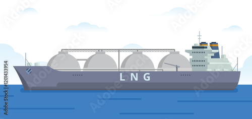 Gas Carrier Ship LNG Vector Illustration. Fully Editable Element. Easy to Edit and Customize