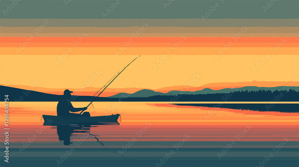 Flat Vector Illustration of a Fishing Partner Request Concept Flat Vector Illustration of a Fishing Partner Request Concept