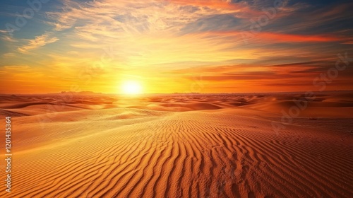 Majestic Desert Sunset: A Breathtaking Panorama of Golden Sands