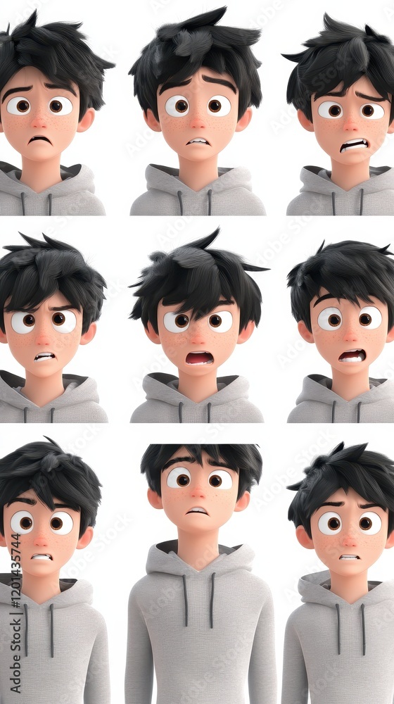 3D cartoon children faces of different colors with Happy and sad ,angry,cry,laugh,happy,smile,Emoticons with different moods,copy space,Vector illustration. 3D cartoon children faces of different colors with Happy and sad ,angry,cry,laugh,happy,smile,Emoticons with different moods,copy space,Vector illustration.