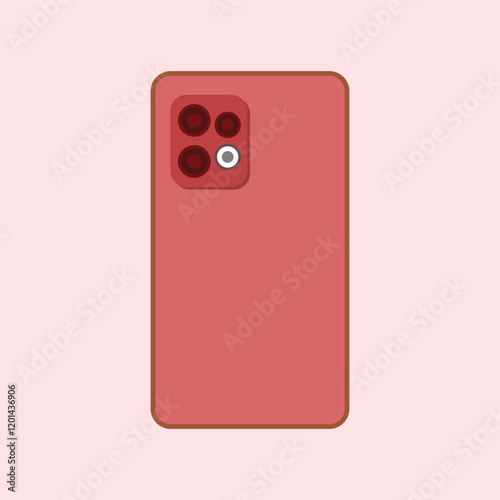 Smartphone with red screen on a pink background. smartphone device technology icon illustration design graphic flat style.  mobile phone interface design illustration symbol