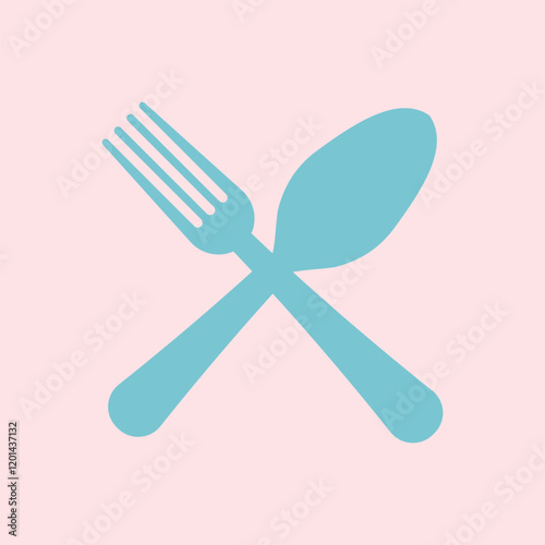 Plate and cutlery icon. knife and fork icon on blue and brown color. Illustrations For Personal and Commercial Use. Clean Look Trendy Icon. Food icon element symbol