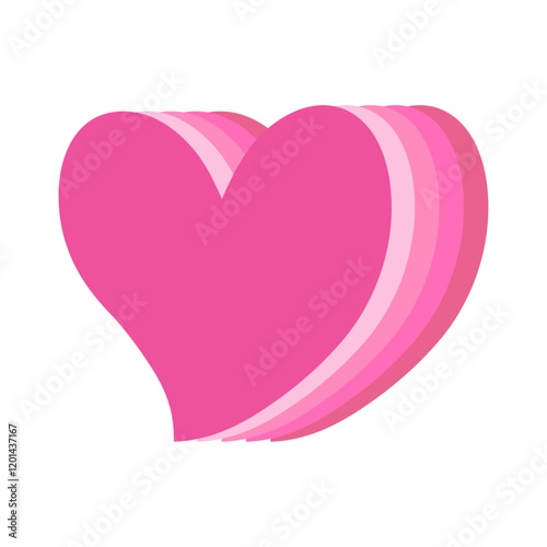 Logo con grupo de corazones en perspectiva tridimensional  para tarjetas y felicitaciones de San Valentín