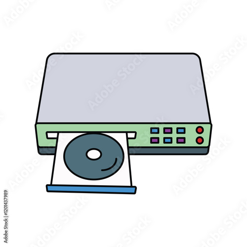 dvd player lineal color line icon with white background vector stock illustration