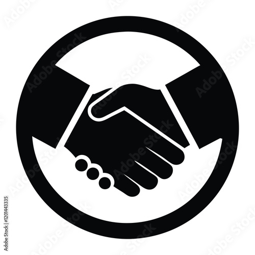 Business handshake logo icon silhouette vector illustration.