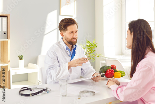 Weight loss consultation dietitian woman concerns personalized diet advice. Dietitian expertise in nutrition dietitian supports woman on journey to better health importance of balanced diet