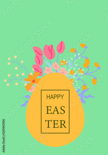 Vibrant easter egg design with floral elements for celebratory posters.