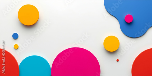 Modern flat design digital artwork featuring vibrant complementary colors.  Abstract 3D background with a textured surface.  Contrasting colors, balanced tones, simple shapes