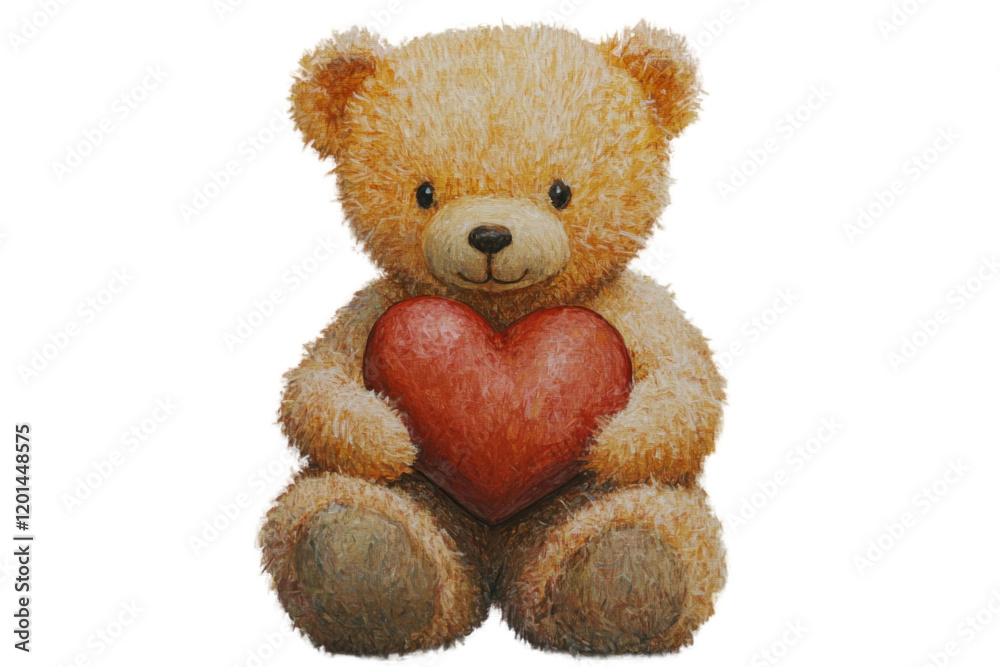 Obraz premium Teddy Bear Holding Heart