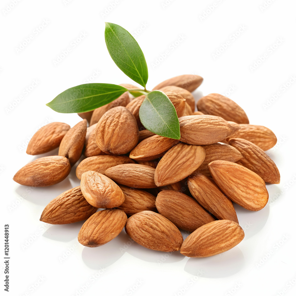 A pile of fresh almonds with their smooth, tan-colored shells A pile of fresh almonds with their smooth, tan-colored shells