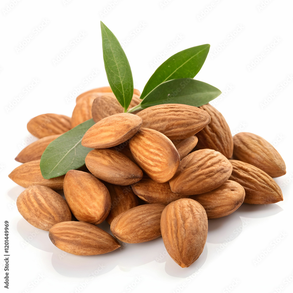 A pile of fresh almonds with their smooth, tan-colored shells A pile of fresh almonds with their smooth, tan-colored shells