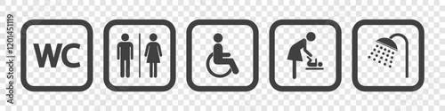 WC icon set on white background.