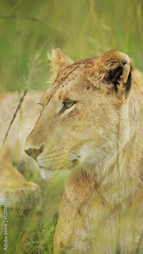 Vertical African Animals Shot of Lion Portrait in Africa for Social Media on African Wildlife Safari, Lioness Lion Close Up Portrait Vertical Video for Social Media Instagram Reels and Tiktok in Kenya Vertical African Animals Shot of Lion Portrait in Africa for Social Media on African Wildlife Safari, Lioness Lion Close Up Portrait Vertical Video for Social Media Instagram Reels and Tiktok in Kenya