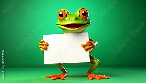Cute Cartoon Frog Holding a...