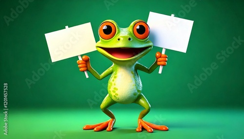 Cute Cartoon Frog Holding a...