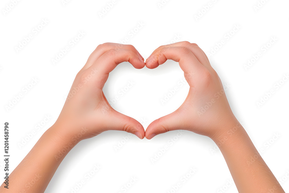 Obraz premium Hands forming a heart shape sign isolated on white background