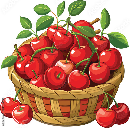 Basket of Fresh Custard Apples – Vibrant Illustration for Tropical Fruits
