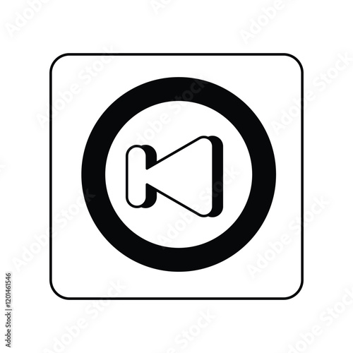 previous track glyph outline icon with white background vector stock illustration