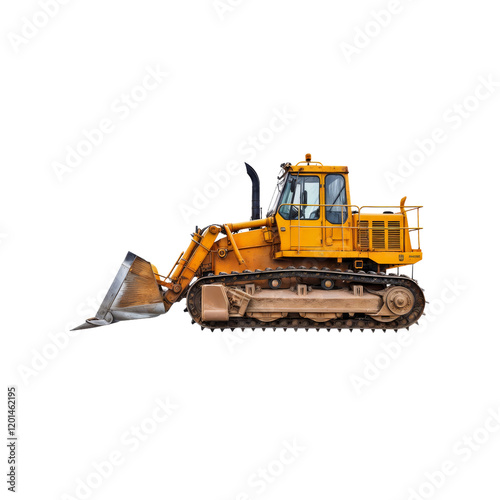 Construction Power: A heavy-duty yellow bulldozer, meticulously detailed and ready for action, dominates the scene, embodying strength and industrial prowess. photo