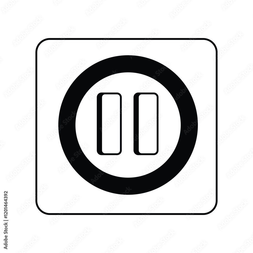pause button glyph outline icon with white background vector stock illustration pause button glyph outline icon with white background vector stock illustration