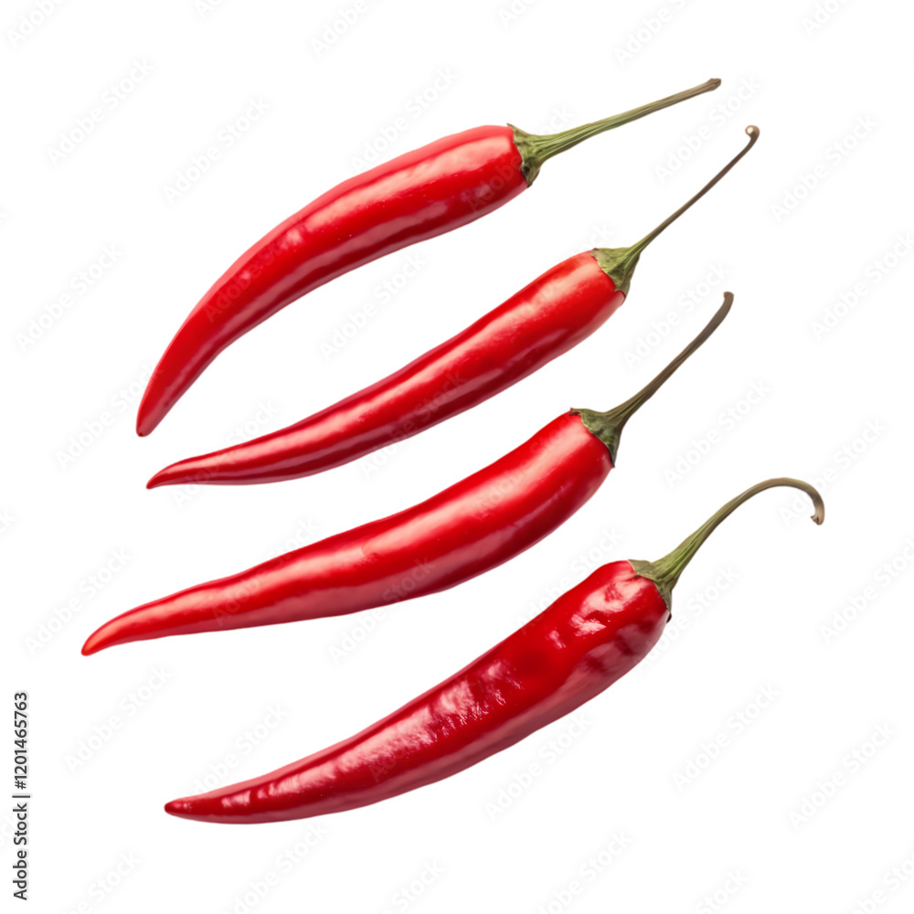 Fiery Red Chili Peppers: A Spicy Still Life on White Background, Perfect for Culinary or Fiery Red Chili Peppers: A Spicy Still Life on White Background, Perfect for Culinary or