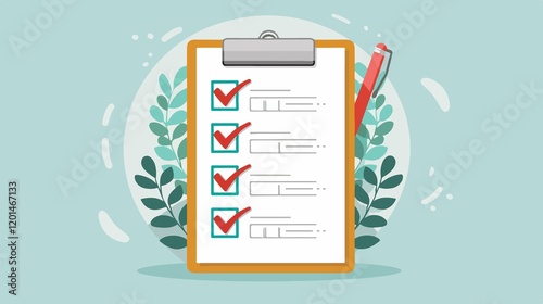 Professional Clipboard with Checklist Vector Illustration