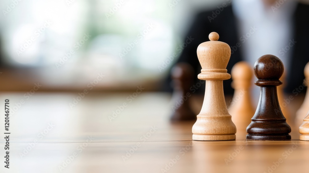 Strategic minds engage in timeless game of chess at a serene table Strategic minds engage in timeless game of chess at a serene table