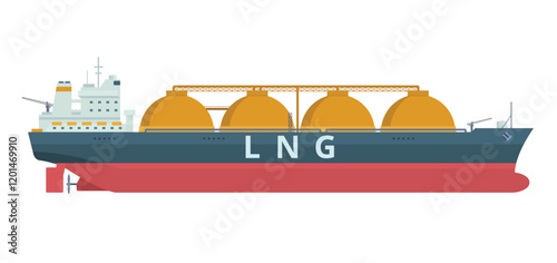 Gas Carrier Ship LNG Vector Illustration. Fully Editable Element. Object Isolated on White Background. Easy to Edit and Customize