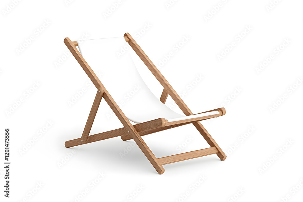 Deckchair or beach chair mock up on isolated white background Deckchair or beach chair mock up on isolated white background