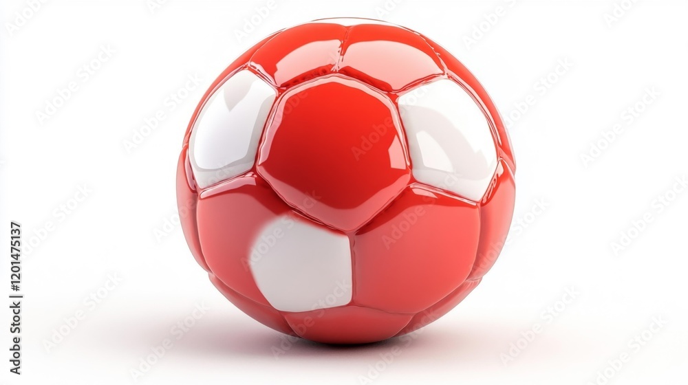 Red and White Soccer Ball Isolated on White Background. Generative AI Red and White Soccer Ball Isolated on White Background. Generative AI