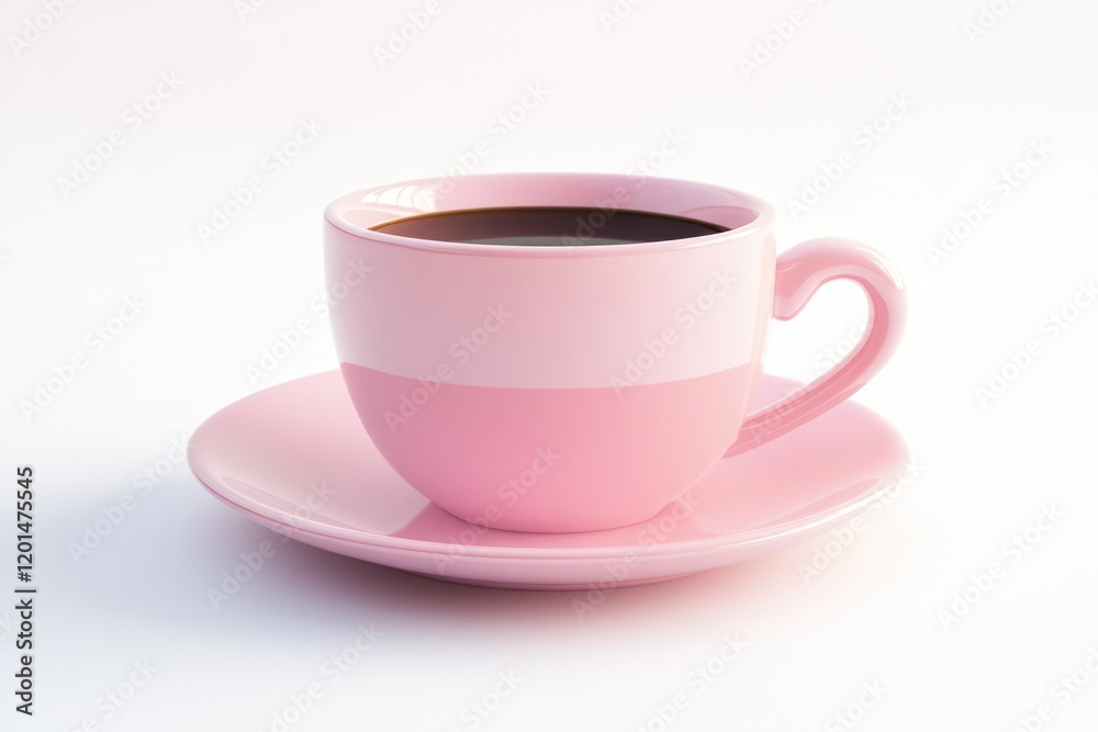 Pink coffee cup saucer white background studio shot. Pink coffee cup saucer white background studio shot.