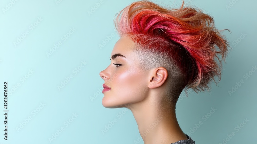 This captivating profile features a striking hairstyle with vibrant colors, highlighting the modern aesthetic and unique style that draws the viewer's attention immediately. This captivating profile features a striking hairstyle with vibrant colors, highlighting the modern aesthetic and unique style that draws the viewer's attention immediately.