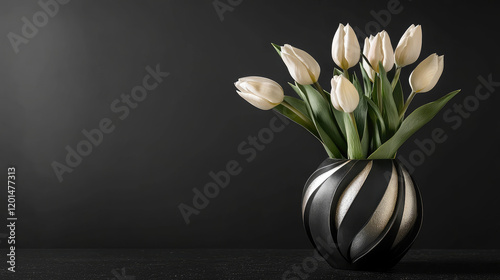 Tulip, spring, black background, double-flowered, pink, frilled, colorful.
