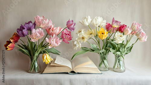 Tulip, spring, black background, double-flowered, pink, frilled, colorful.