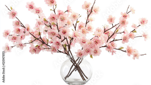 Cherry blossoms, cherry blossoms in a vase, ikebana, white background, cherry blossom illustration, Japan, pink, spring, spring flowers, flowers, cute, beautiful, nature