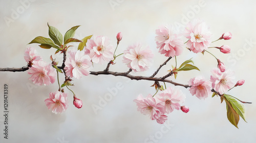 Cherry blossoms, cherry blossoms in a vase, ikebana, white background, cherry blossom illustration, Japan, pink, spring, spring flowers, flowers, cute, beautiful, nature
