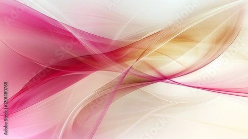 Abstract Background with Swirling Pink and Cream Ribbons, Design Element with Copy Space