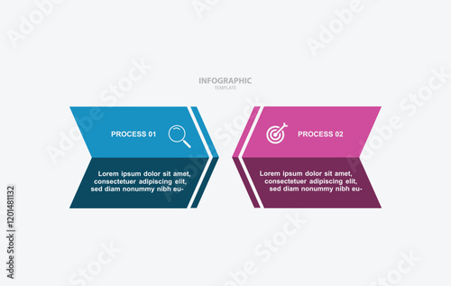 Design template infographic with 2 step process or option