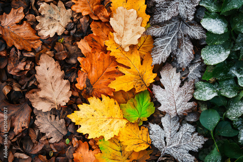 Four seasons, leaves of trees in different seasons: fall, winter, spring, summer.
