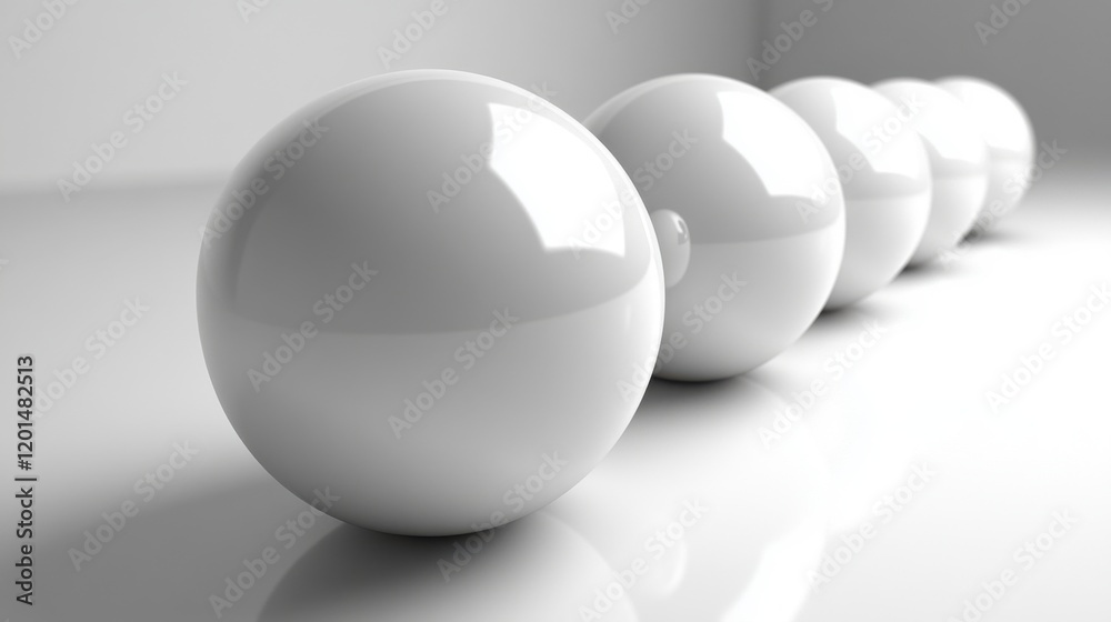 3D primitive shapes with smooth, polished surfaces, such as spheres and cones, softly illuminated against a stark white backdrop 3D primitive shapes with smooth, polished surfaces, such as spheres and cones, softly illuminated against a stark white backdrop