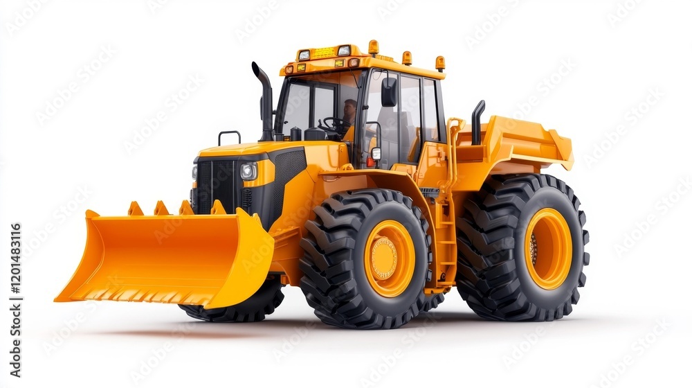 Wheel Loader Isolated on White Background: Construction Machinery for Earth Moving. Generative AI