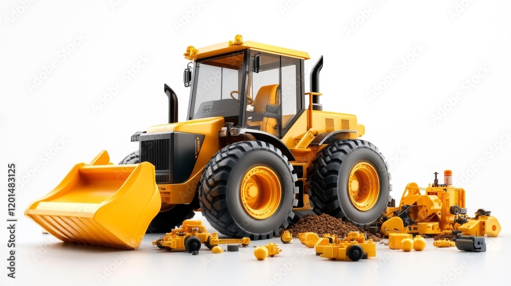 Fototapeta premium Wheel Loader Isolated on White Background. Generative AI