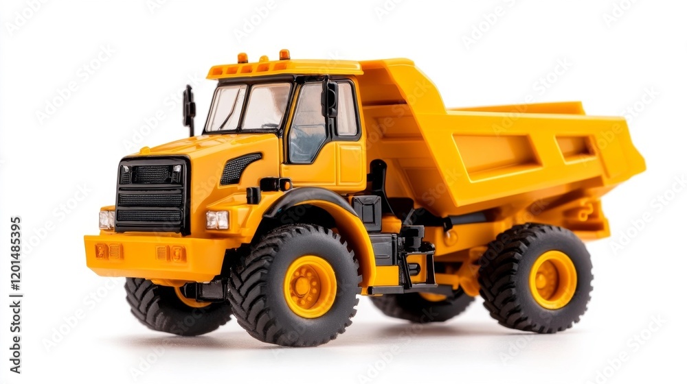 Yellow Side Dump Truck on White Background. Generative AI Yellow Side Dump Truck on White Background. Generative AI
