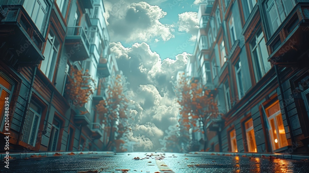 Obraz premium In city, atmospheric environment, calm simple weather.