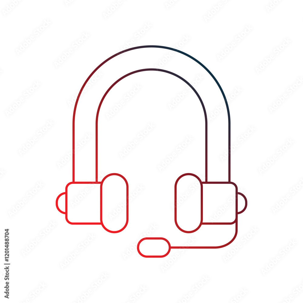 headset gradient outline icon with white background vector stock illustration headset gradient outline icon with white background vector stock illustration