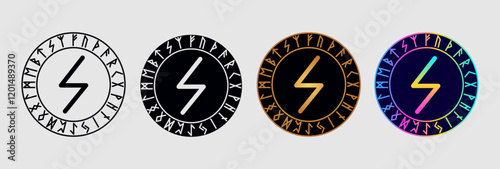 Scandinavian rune Sowilo  in different design variations.