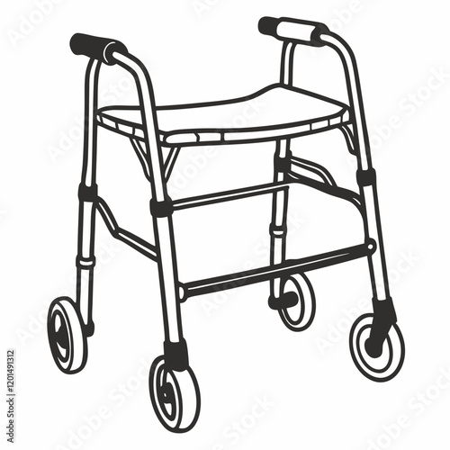 Illustration of a Mobility Walker with Wheels for Elderly Care