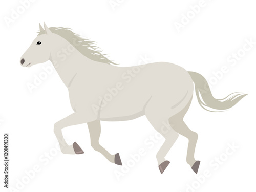走る白い馬のベクターイラスト